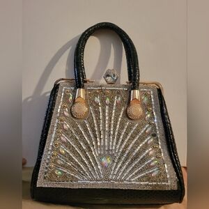 Elegant Black Rhinestone Jewel Handbag See Video